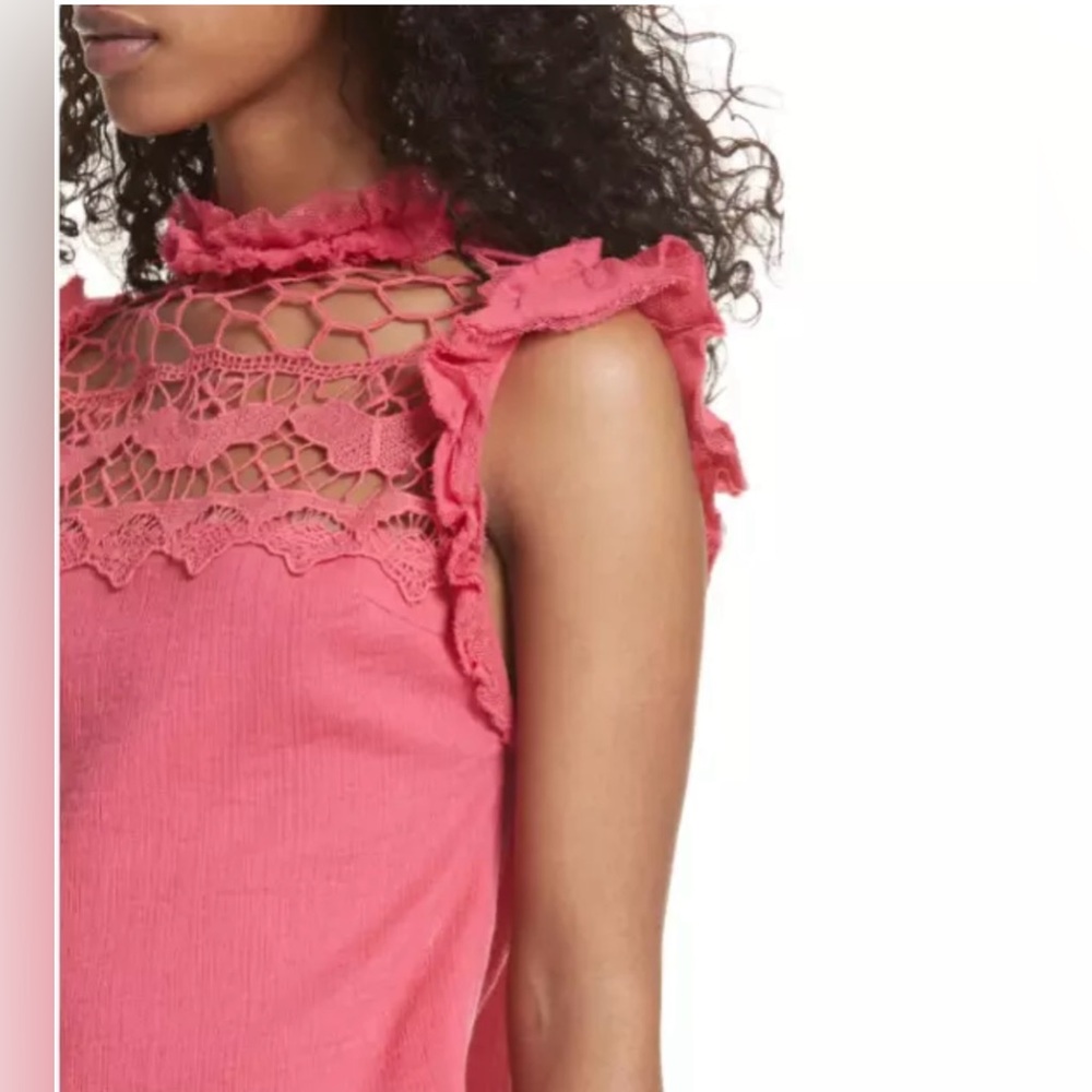 Women's Free People Simply Smiles Crochet Top, Size Large - looks Pink - Picture 3 of 12